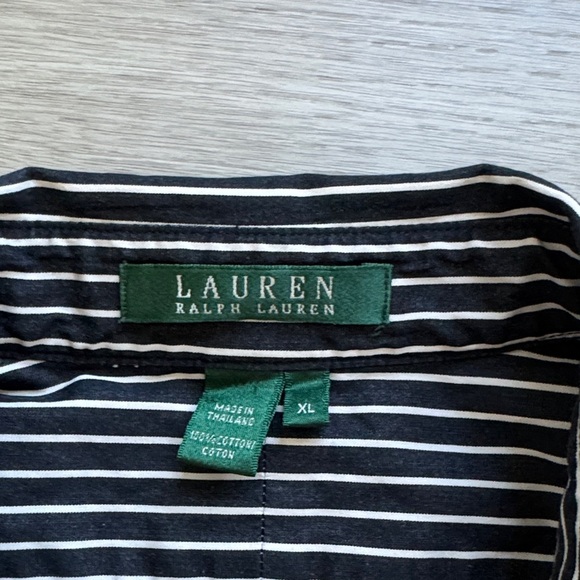 Ralph Lauren Black and White Striped Button Down Shirt - Picture 2 of 2